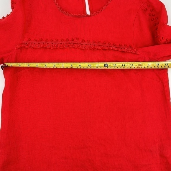 J. Crew Red Embroidered Linen Top Size 6 - Picture 7 of 13